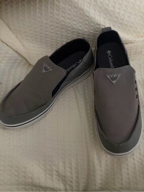 Big Boys Columbia PFG Bahama Boys Gray Slip-On Boat Shoes Size 7